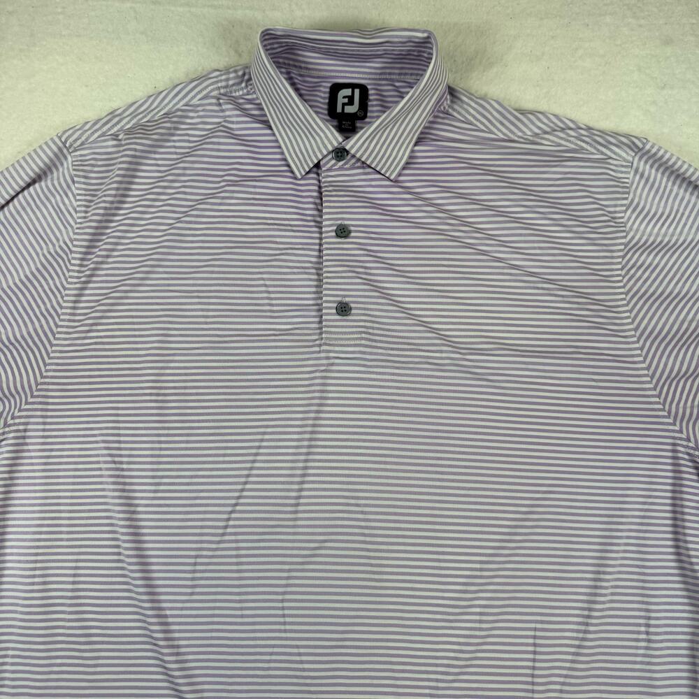 FootJoy Polo Shirt Mens Size 2XL Purple Striped Golf Stretch Performance